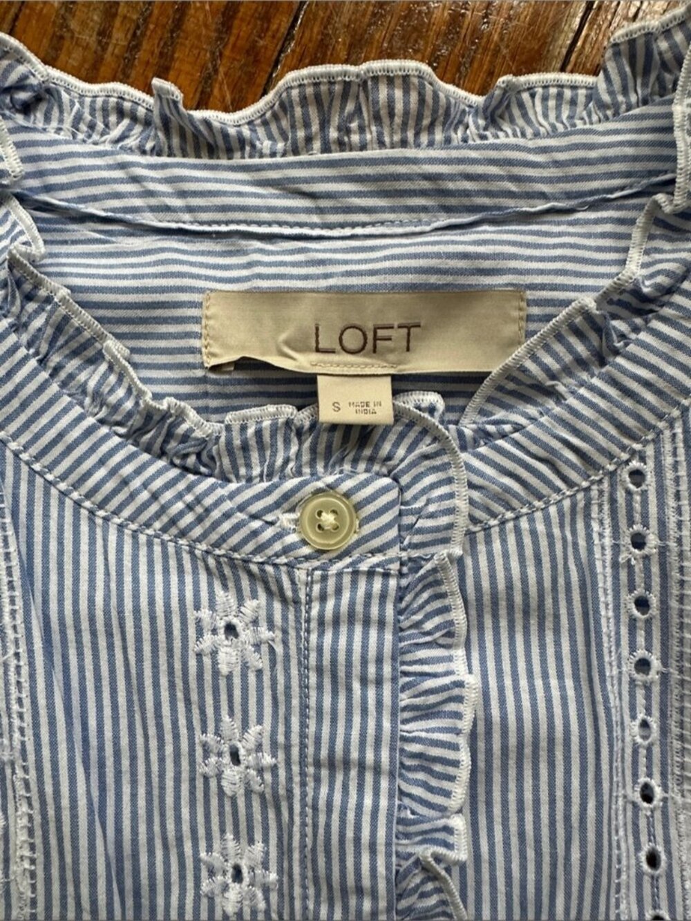 LOFT Eyelet Ruffle Top - Picture 3 of 4